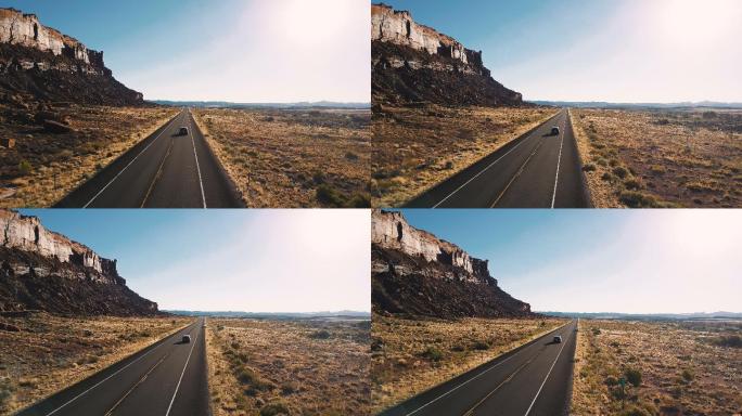沿着美国的峡谷山脊和沙漠的公路行驶。