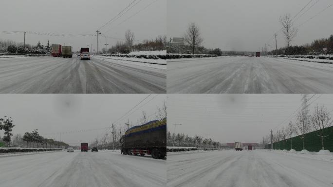 下雪天气道路结冰开车驾驶
