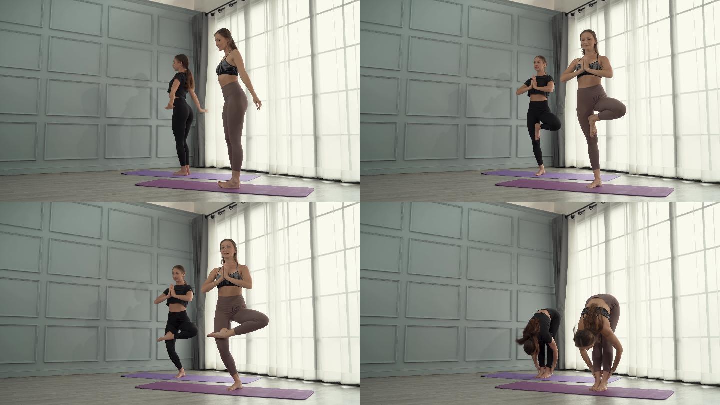 穿着运动服的女性练习瑜伽