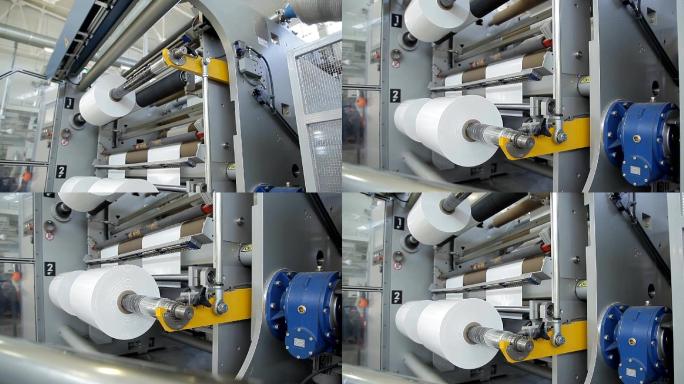 工厂里的纺纱机车间企业加工生产制造自动化