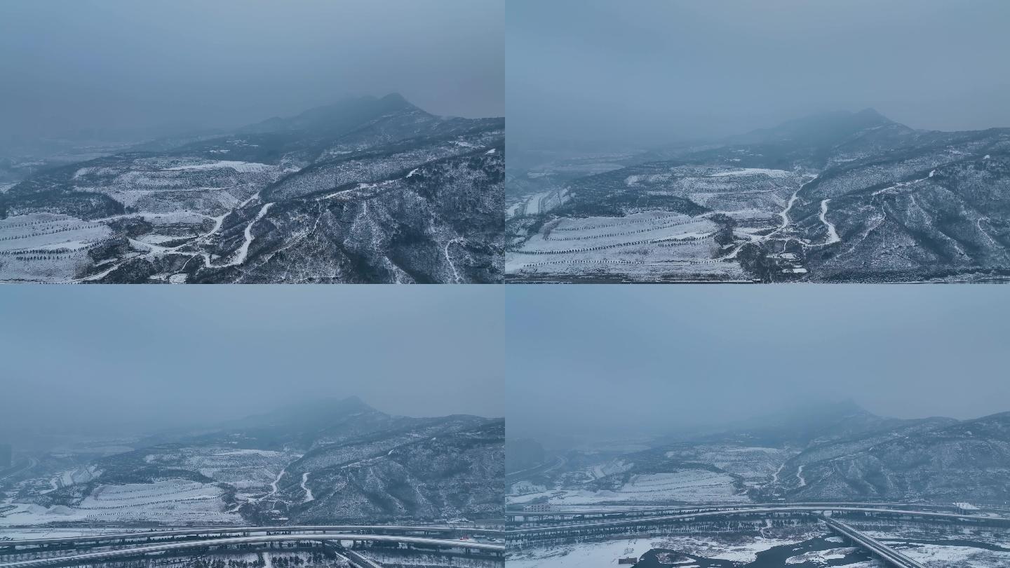 航拍山区雪景