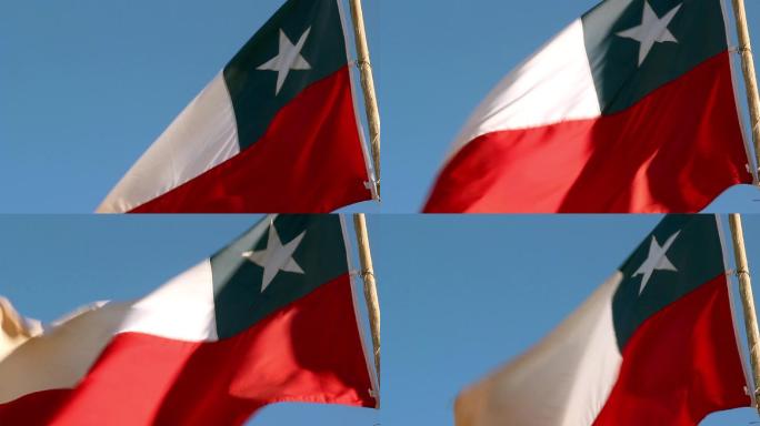 智利国旗悬挂在阿塔卡马沙漠。
