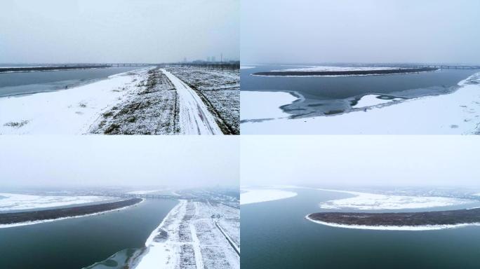 20220122雪后滹沱河畔-航拍4K