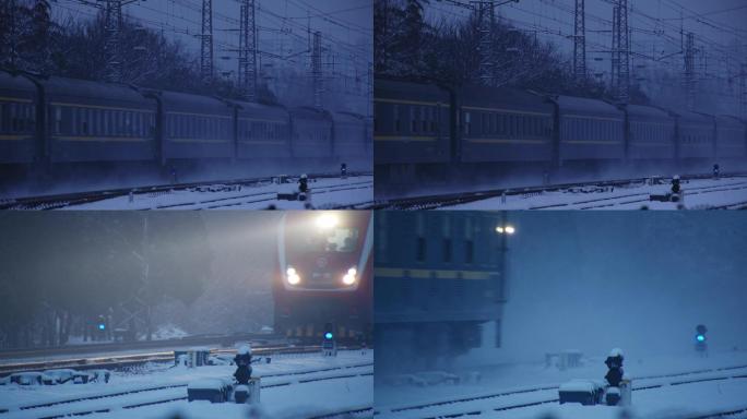 冬天火车雪中行驶