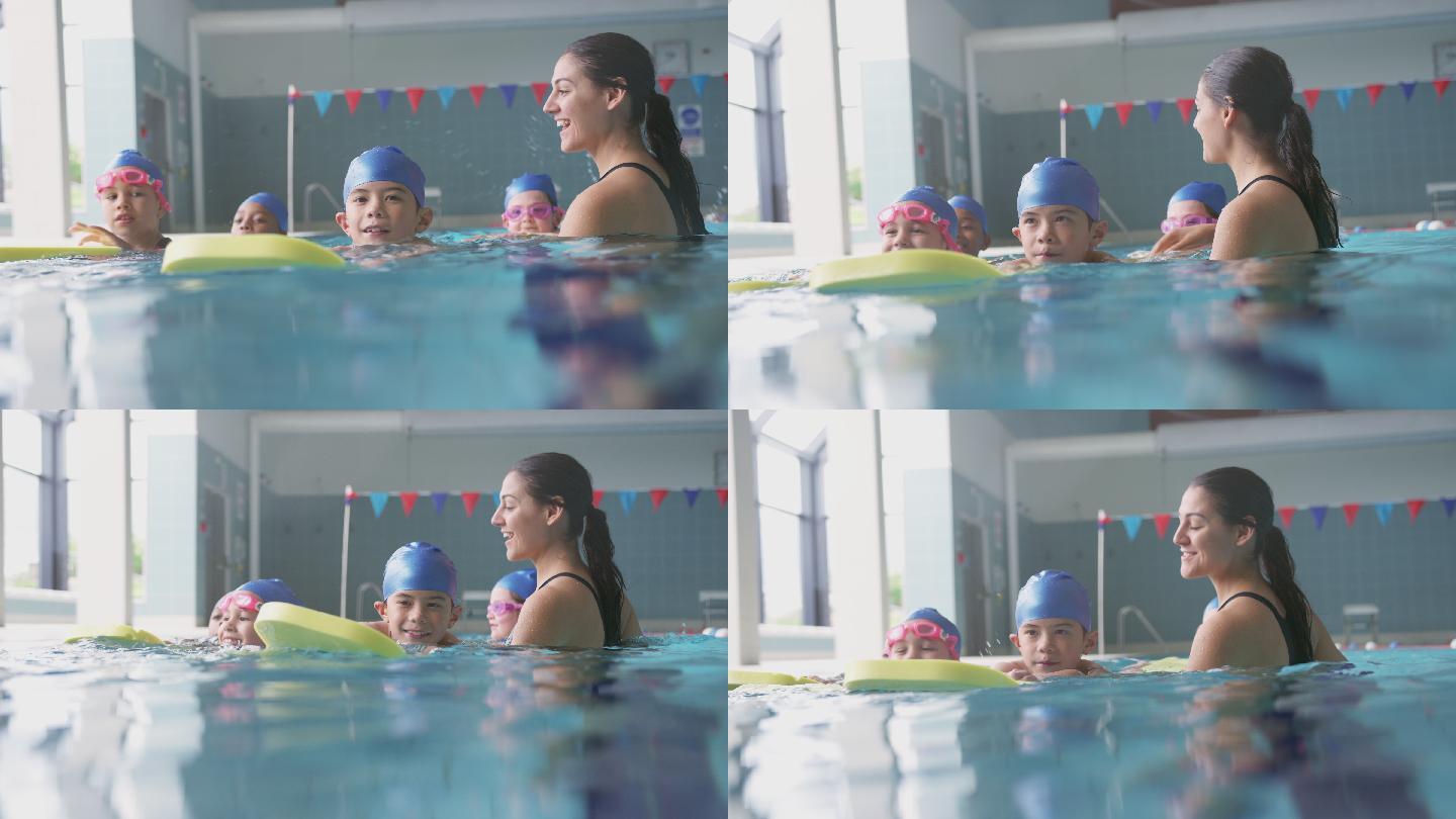 游泳课健身游泳精神儿童运动健康生活