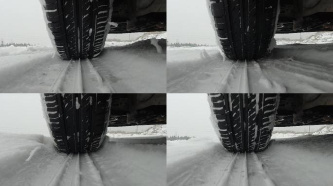 雪地上驾驶汽车轮胎