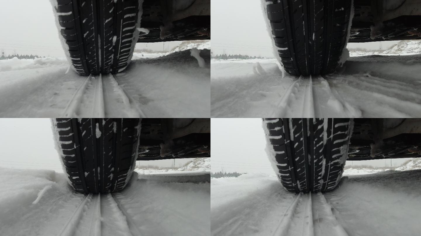 雪地上驾驶汽车轮胎