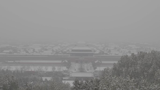 4k故宫雪景全景俯拍log调色空间大
