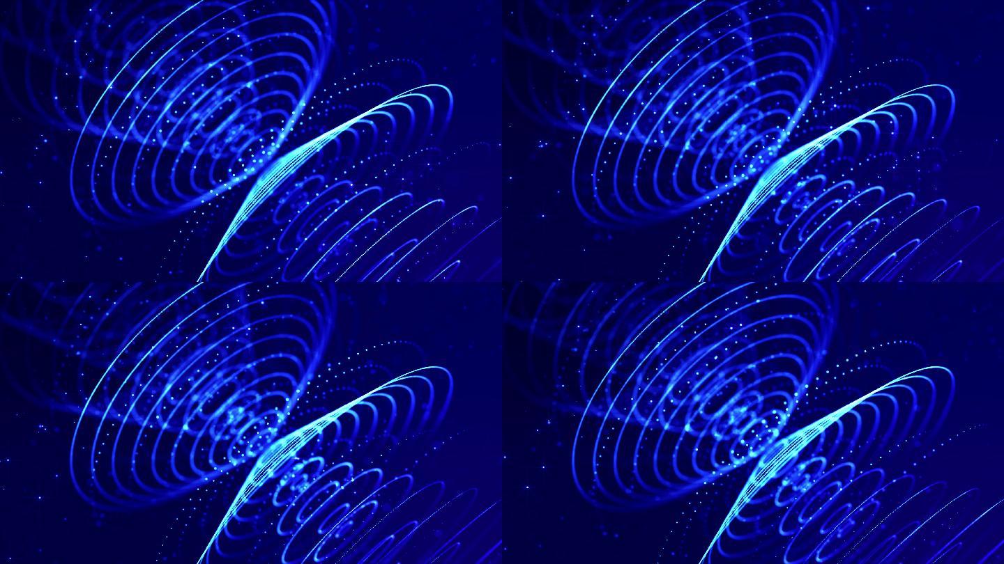 环形科幻粒子背景蓝色白色转动