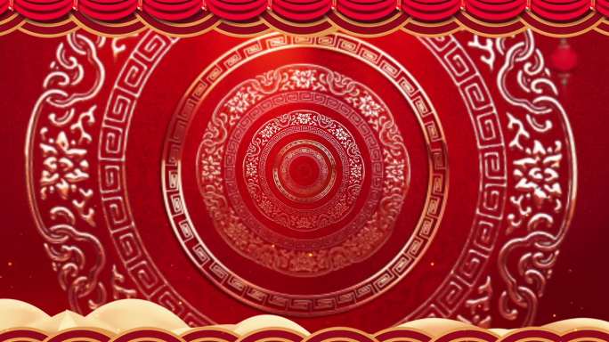 新年红色喜庆春节纹饰旋转
