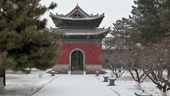大同文庙碑亭冬季雪景HD视频