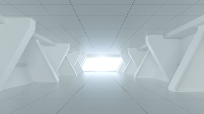 在白色隧道中前进时空空间墙体穿梭穿越地产