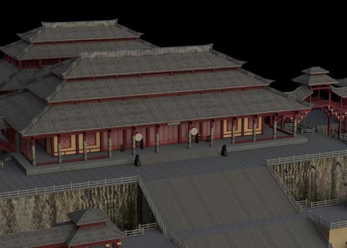 秦王宫 3D模型 秦汉建筑