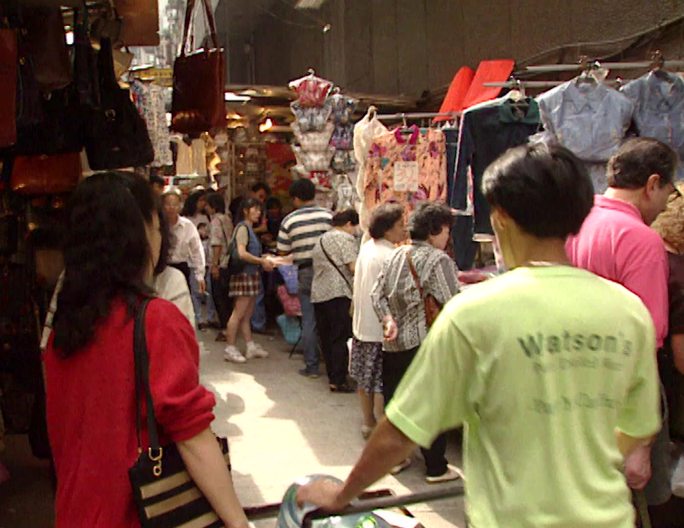 90年代香港观光旅游街道闹市商业街购物