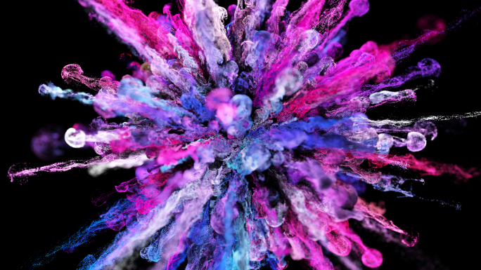 蓝紫色粉末爆炸彩色粒子爆炸化妆品广告视频