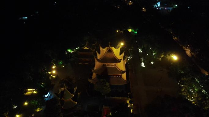 航拍湖南岳阳岳阳楼5A景区夜景