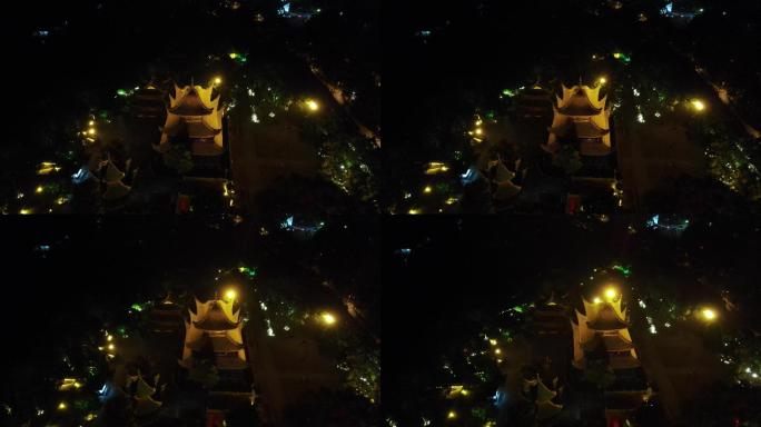 航拍湖南岳阳岳阳楼5A景区夜景