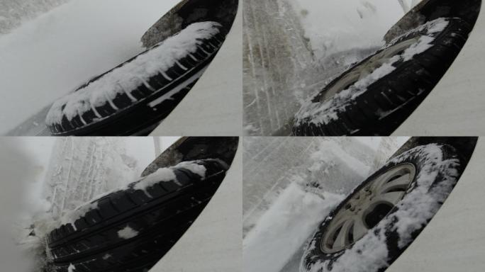 雪地上驾车开车