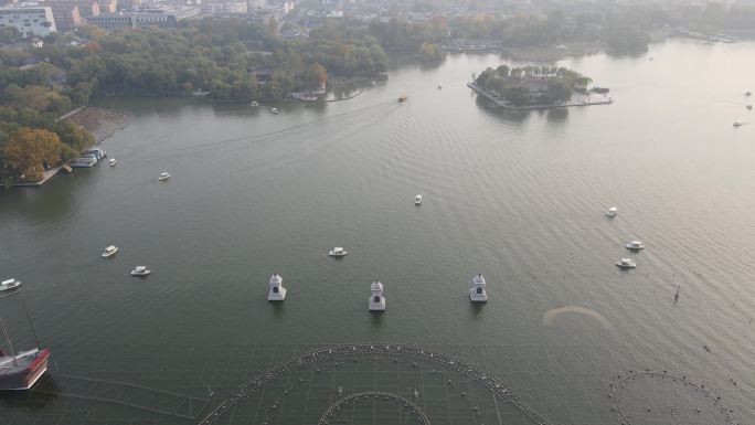 航拍山东济南大明湖5A景区
