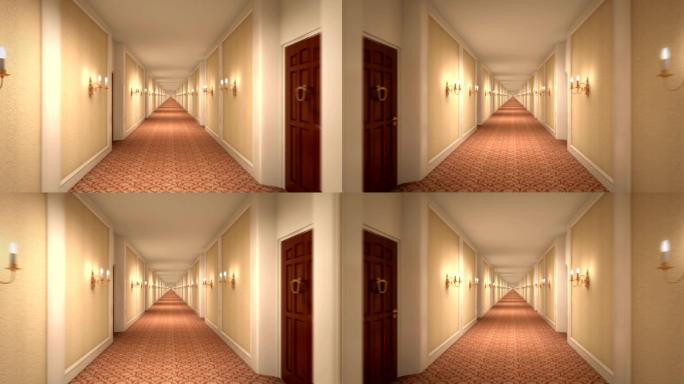 酒店走廊穿梭穿越宾馆酒楼三维模型