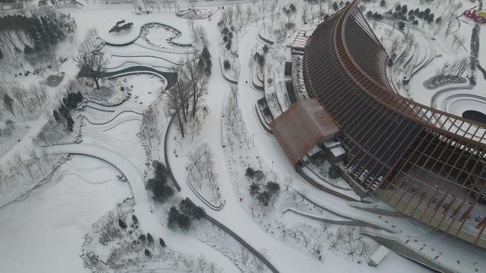 北京延庆 世园公园 雪景 4K 航拍