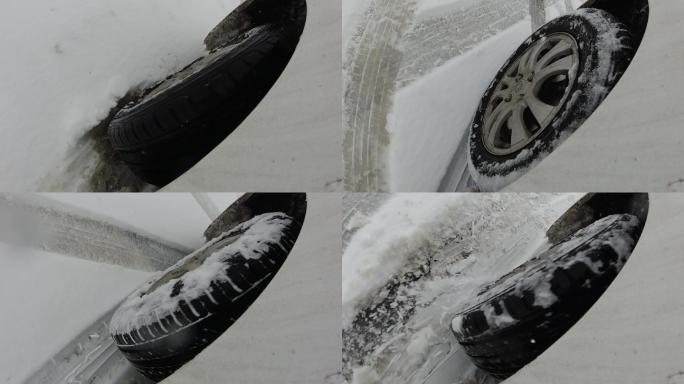 轮胎雪地慢动作升格