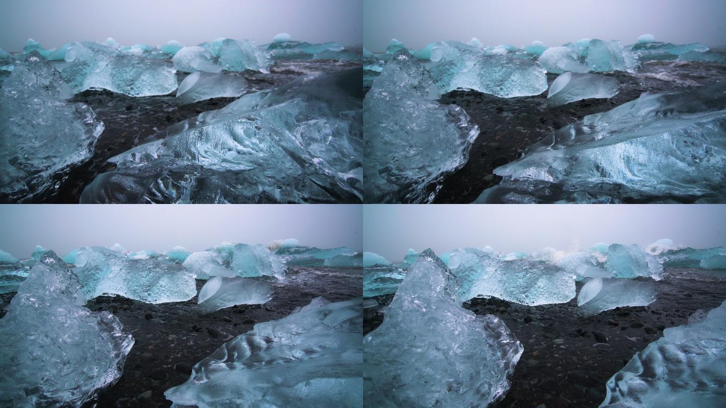 冰岛钻石海滩上的冰山。