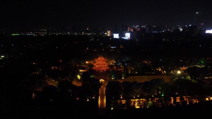 航拍湖南岳阳岳阳楼5A景区夜景