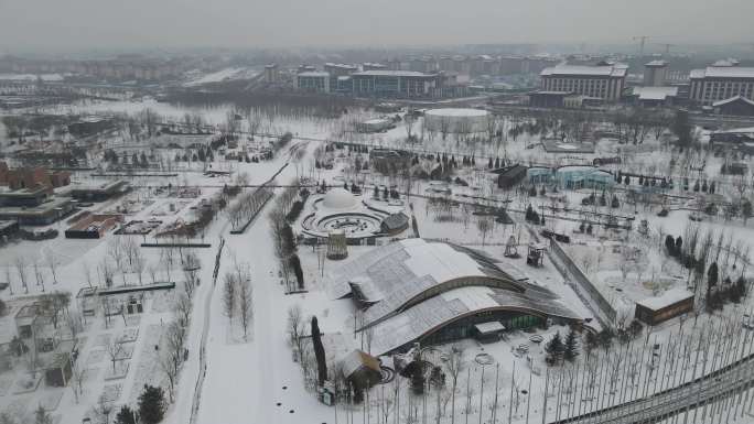 北京延庆 世园公园 雪景 4K 航拍