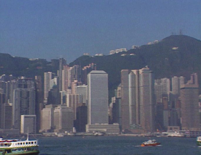 90年代香港繁荣经济港口码头太平山顶风光