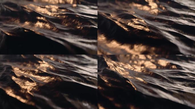 日落时的海浪，3D动画。