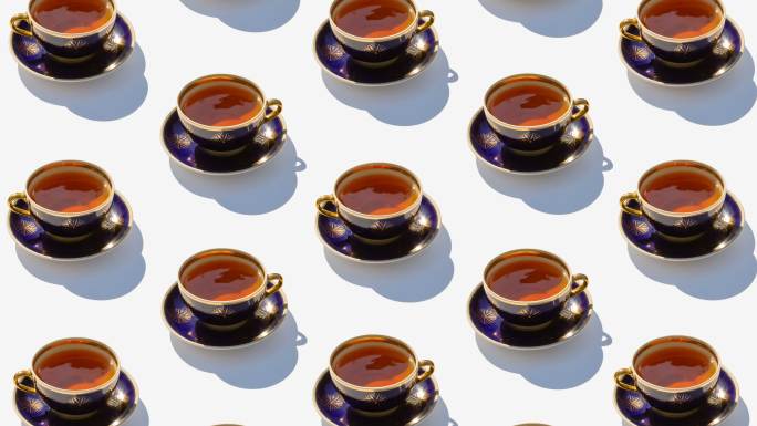 茶杯背景波普动画定格排列创意广告