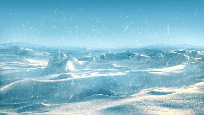 降雪的北极景观暴雪天气极地气候冰天雪地