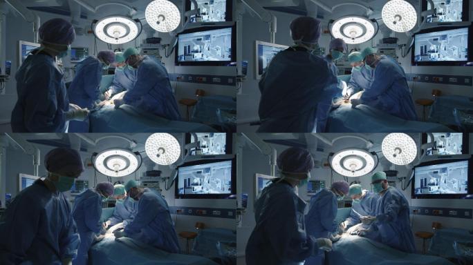医疗队在现代化手术室进行外科手术