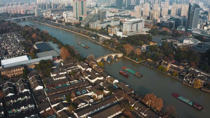 【4K原创】京杭大运河杭州水路运输航拍