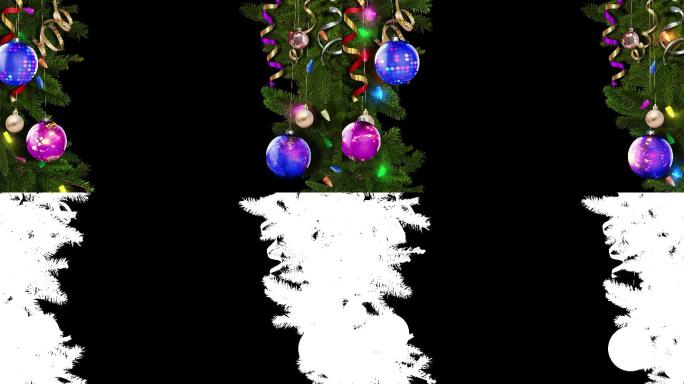 黑色背景中的动画节日圣诞框架。