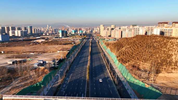 航拍山西太原南内环东延通车