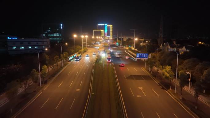 华中科技大学国家大学科技园夜景航拍素材
