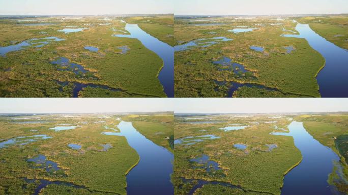多瑙河三角洲湿地航拍视频水源地绿化生态美