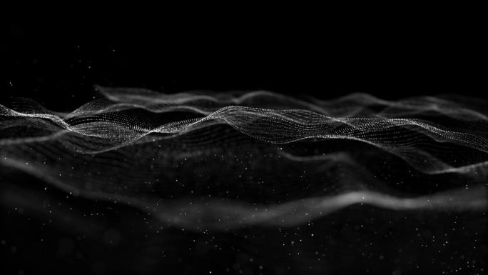 抽象黑白背景波粒子形成。