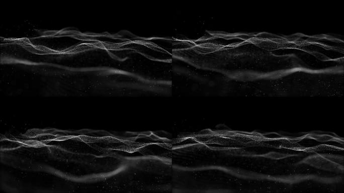 抽象黑白背景波粒子形成。
