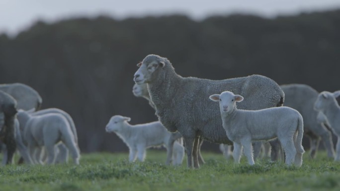 澳大利亚农场放牧的绵羊