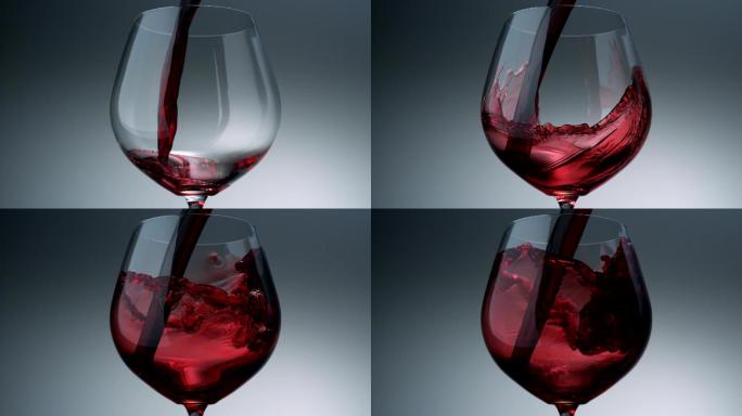 将红酒倒入玻璃杯，慢动作