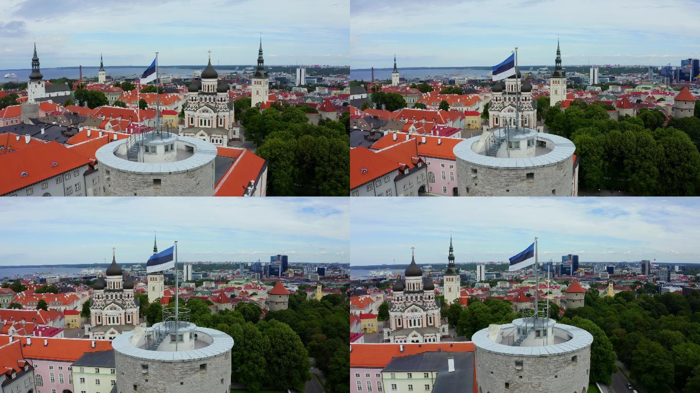 赫尔曼塔上的爱沙尼亚国旗