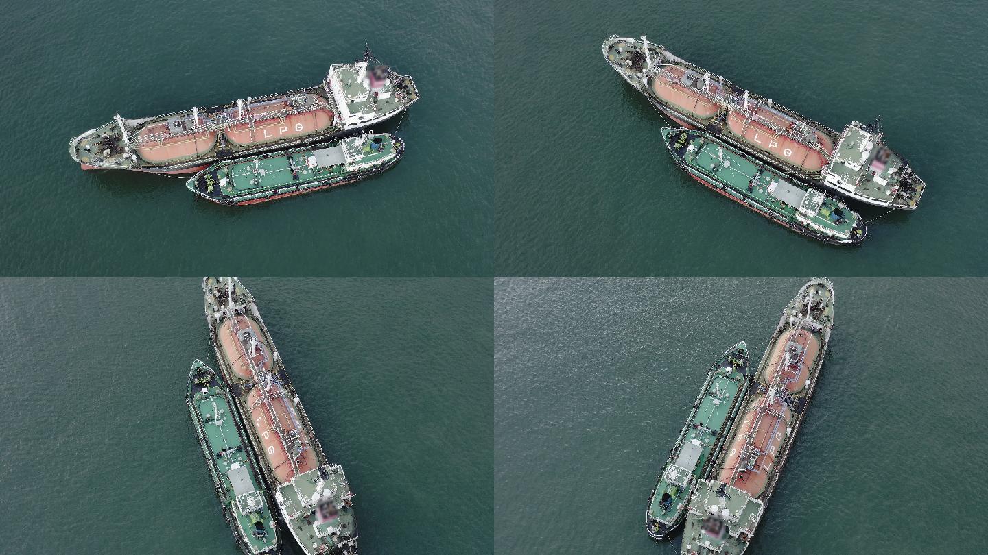 油轮俯视图码头物流运输港口进出口集装箱出