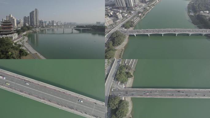 4K广西南宁邕江大桥多方位航拍