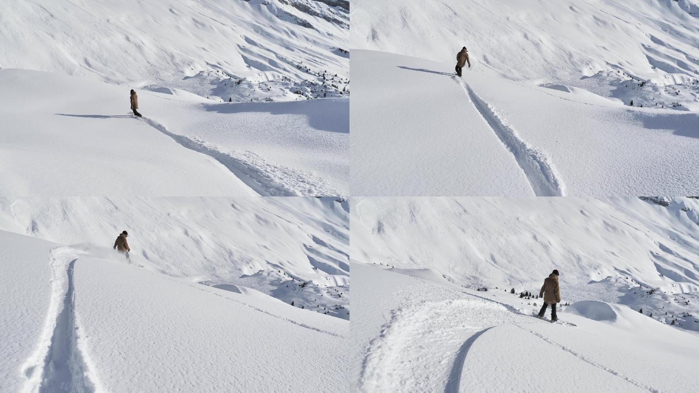 滑雪的女人山顶白色极限运动