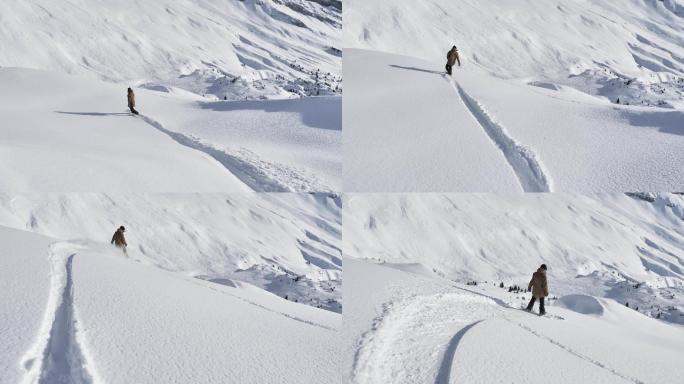 滑雪的女人山顶白色极限运动