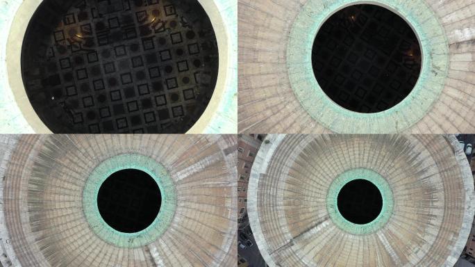 无人机俯瞰标志性的万神殿