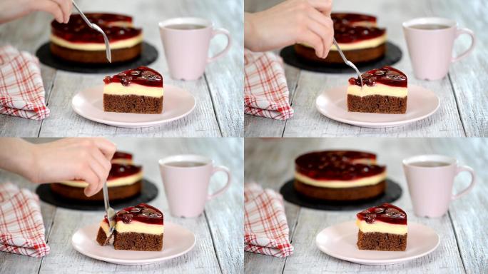樱桃果冻巧克力蛋糕
